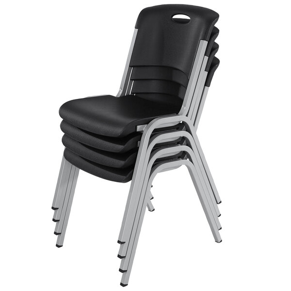 Lifetime 480310 Black Stackable Chair 4/Pack