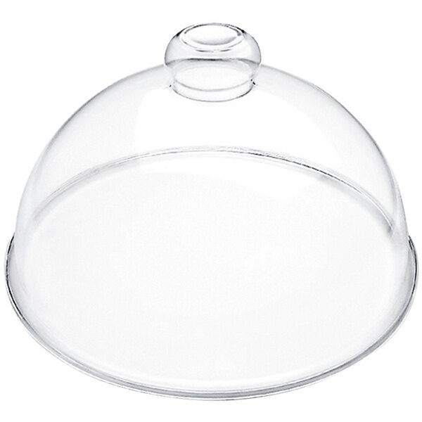 A clear acrylic round dome cover on a white background.