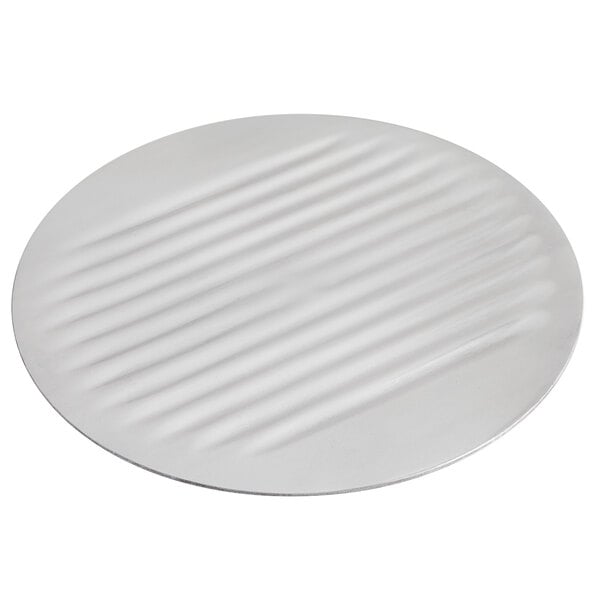 A circular white Avantco blade cover with a textured surface.