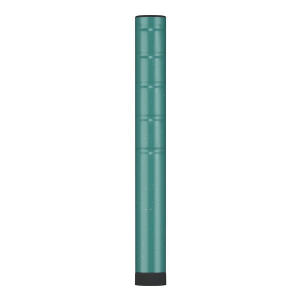 A green metal pipe with a white top.