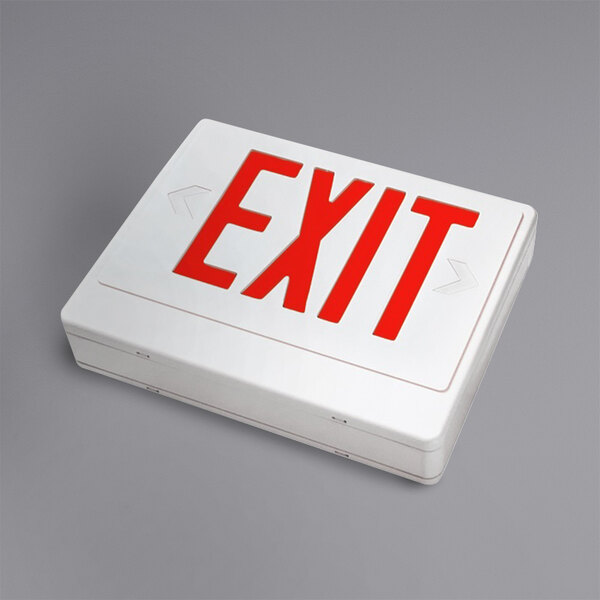 Lavex Industrial Double Face Universal Remote Capable Black LED Exit Sign with Red Lettering and Battery Backup