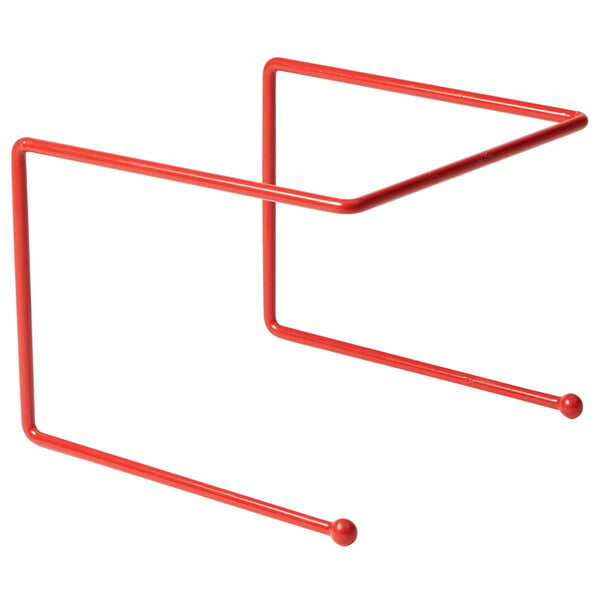An American Metalcraft red rubberized pizza stand with two legs.