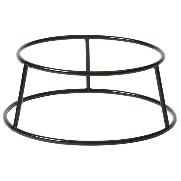 An American Metalcraft small black round rubberized pizza stand with a round base.