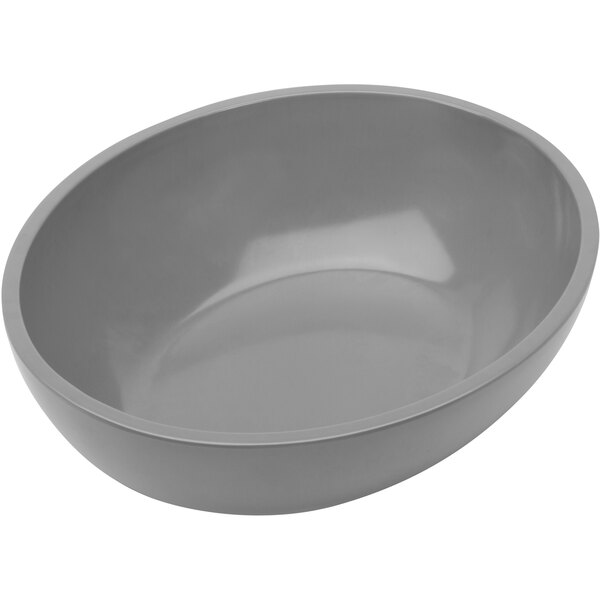 A gray Delfin oval melamine bowl.