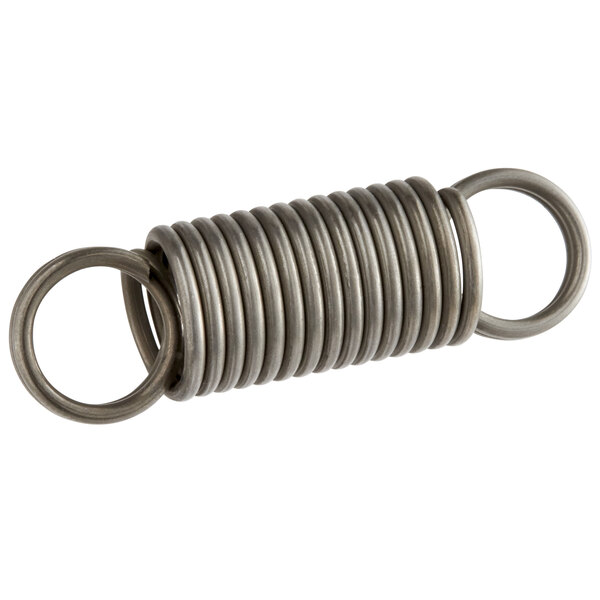A close-up of a Sunkist metal spring with a loop on the end.