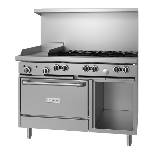 U.S. Range U486G12RS Natural Gas 6 Burner 48" Range with 12" Manual