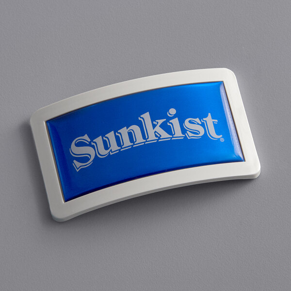 A blue and white rectangular metal sign with the Sunkist 57 logo.