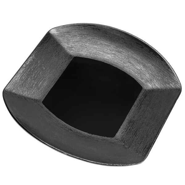 A black square melamine tray with a black square center.