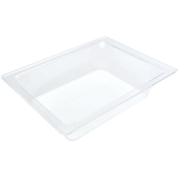 A clear rectangular acrylic display ice bowl.