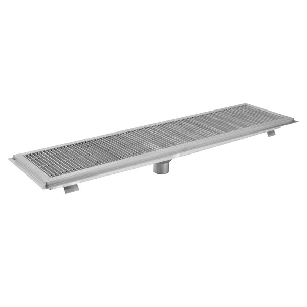 A stainless steel floor trough drain grate.