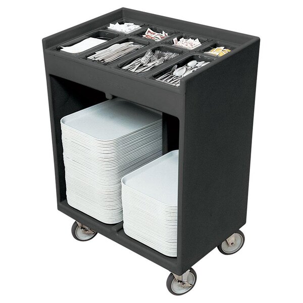 Cambro TC1418191 Granite Gray Tray and Silverware Cart with Protective Vinyl Cover