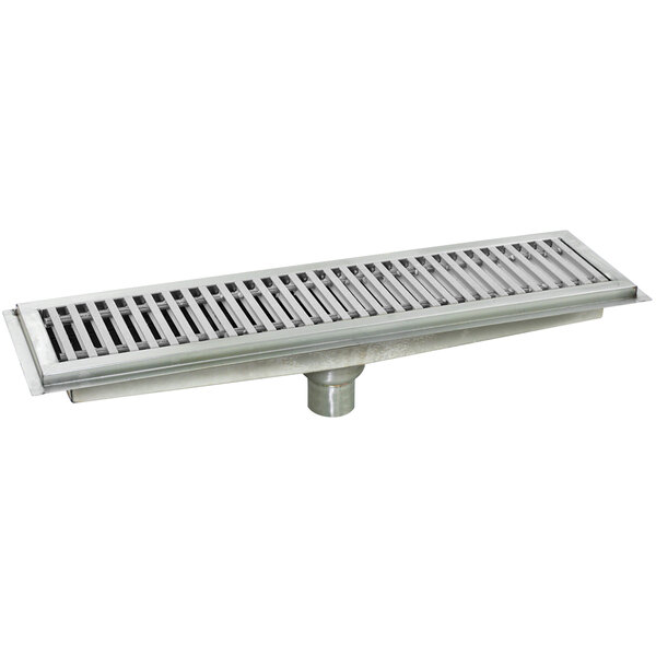 An Eagle Group stainless steel floor trough with stainless steel grating.