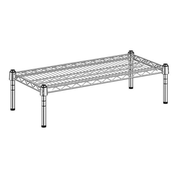 A Regency chrome wire shelf with two legs.