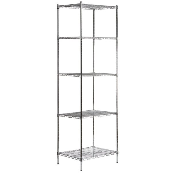 Storage Rack Office Restaurant Garage Living Room 24 inches x 30 inches NSF Chrome 5 Shelf Kit with 54 inches Posts Durable Organizer Kitchen Shelves for Home 