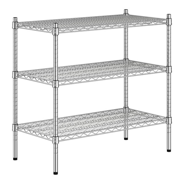 A Regency stainless steel wire shelving kit with three shelves.