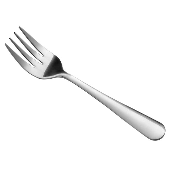 A Libbey Windsor Grandeur salad fork with a silver handle.