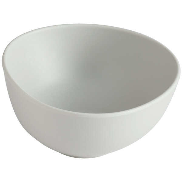 A light gray Riverstone melamine bowl with a matte finish.