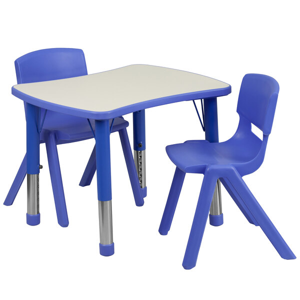 Flash Furniture YU-YCY-098-0032-RECT-TBL-BLUE-GG 21 7/8" x 26 5/8" Blue ...