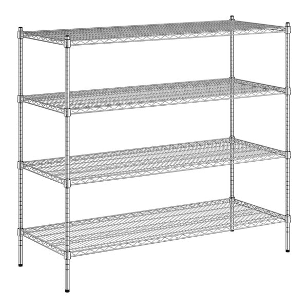 A wireframe of a Regency metal shelving unit with three shelves.