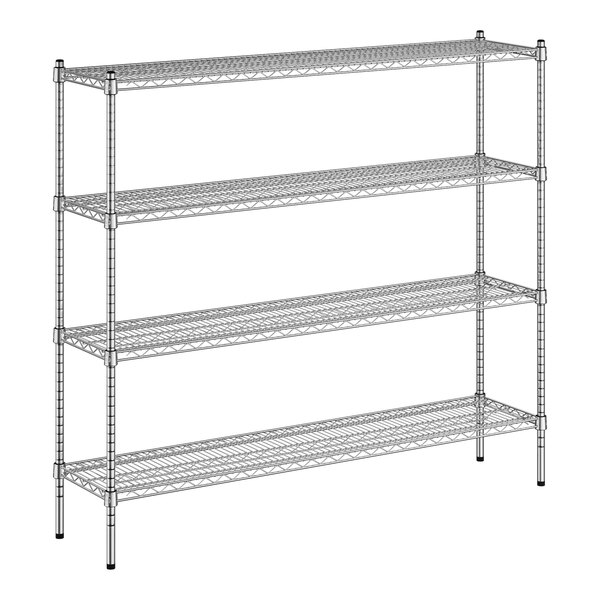 A Regency chrome wire shelving unit with four shelves.