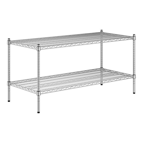 A Regency chrome wire shelving unit with two shelves.