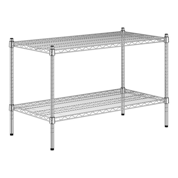 A Regency chrome wire shelving kit with two shelves on it.