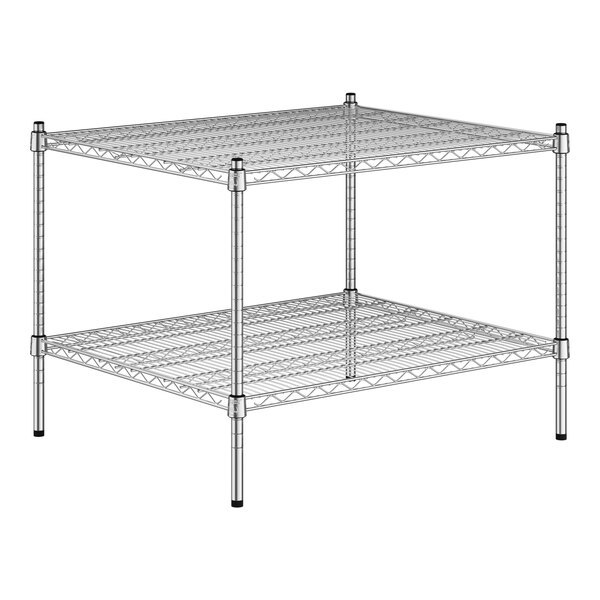 A Regency chrome wire shelving unit with two shelves.
