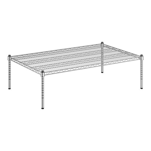 A wireframe of a metal shelf with metal shelves.