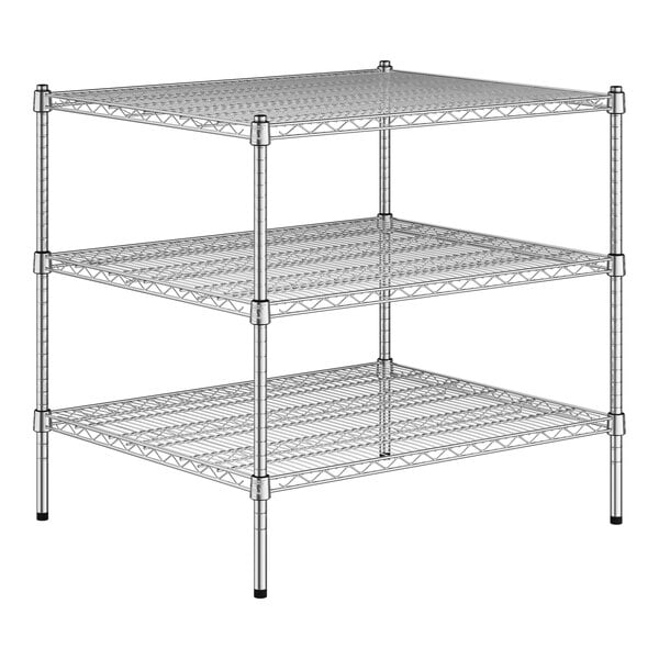 A Regency chrome wire shelf kit with three shelves.