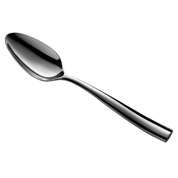 A close-up of a Reserve by Libbey stainless steel tablespoon with a silver handle.
