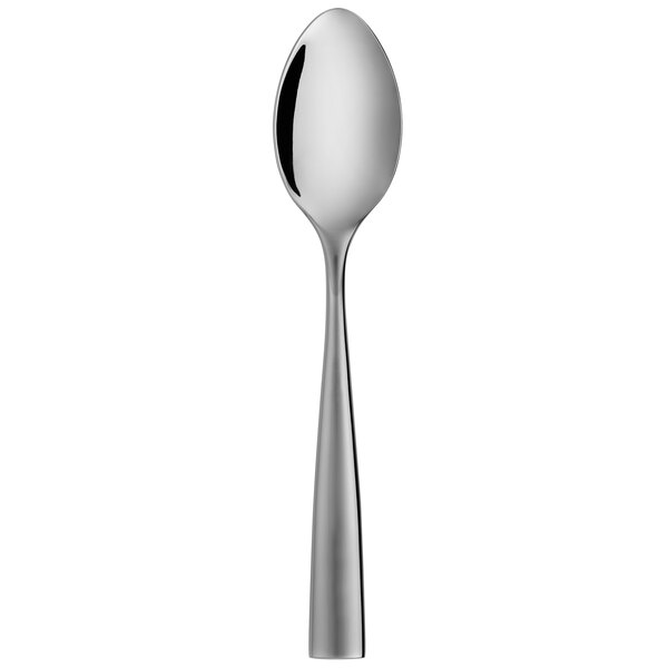 A Reserve by Libbey stainless steel teaspoon with a black handle.