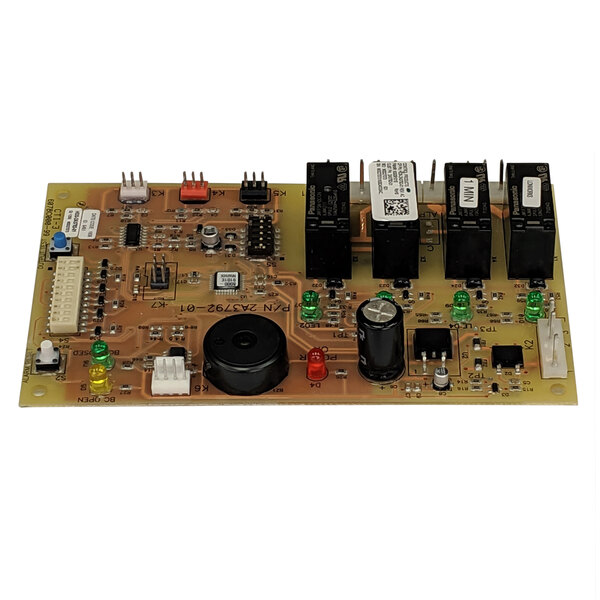 A close-up of a black circular Hoshizaki water saver control board with various electronic components.