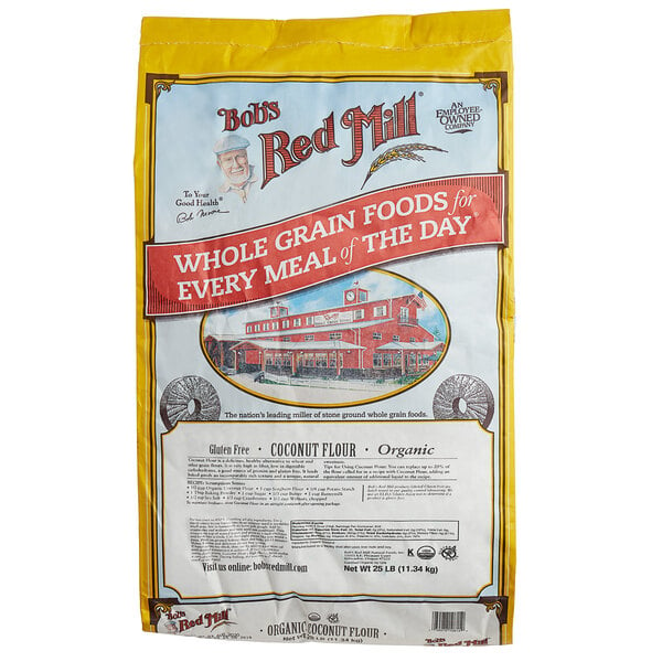 A Bob's Red Mill 25 lb. bag of Organic Coconut Flour on a white background.