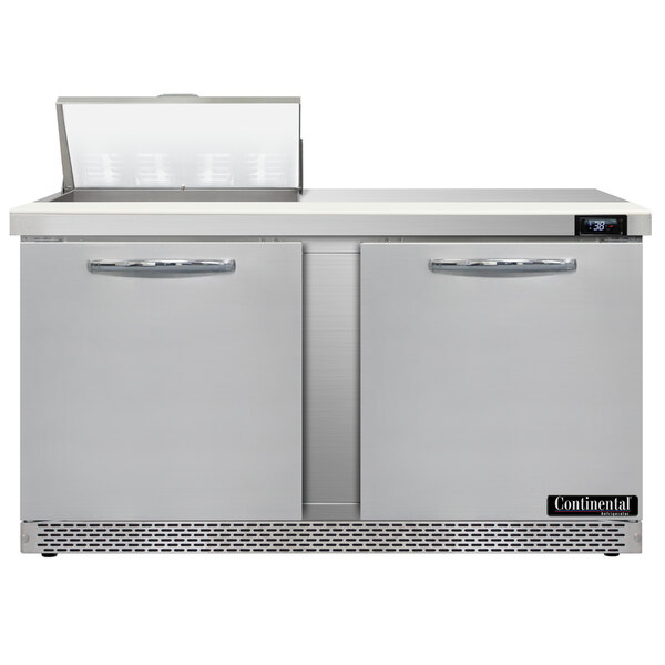 A stainless steel Continental Refrigerator with two doors.
