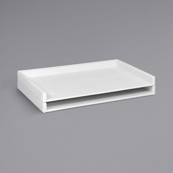 A white Safco Giant Stack Tray with two compartments on top.