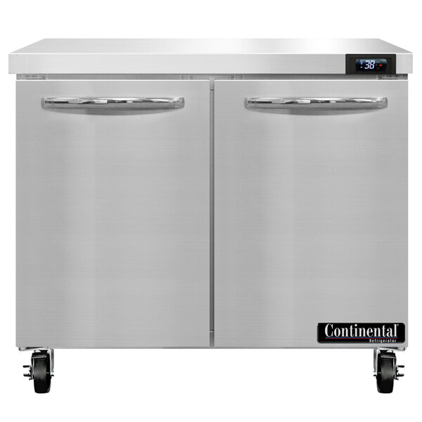 A close-up of two Continental undercounter refrigerators.