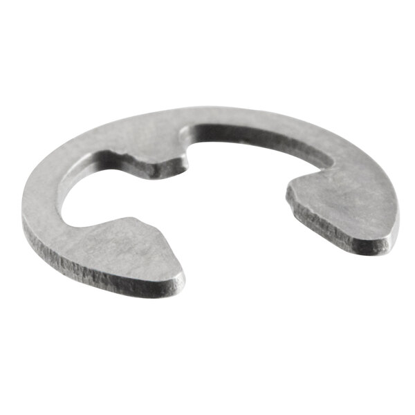 A close-up of a Vollrath external retaining ring with two holes in it.