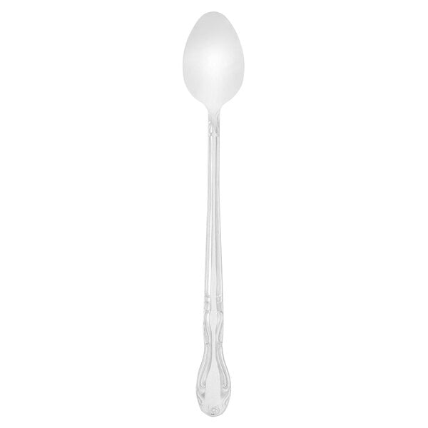 A Walco stainless steel iced tea spoon with a white handle and silver spoon.