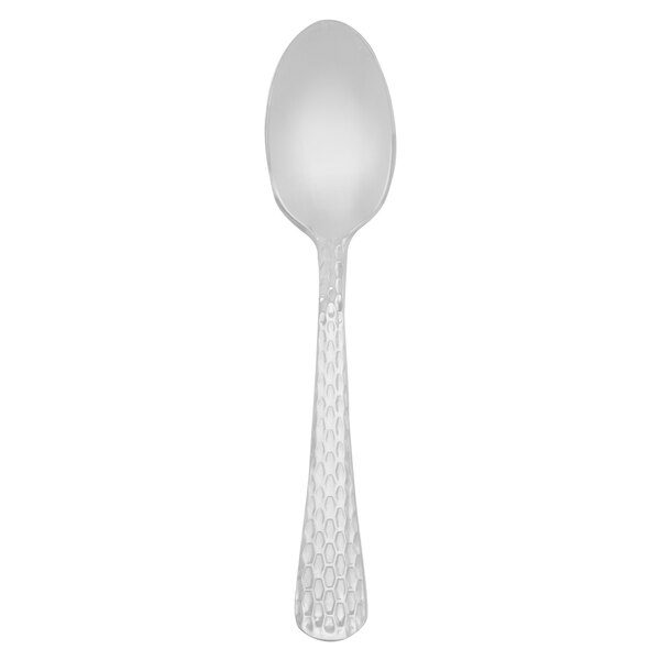 A Walco stainless steel demitasse spoon with a pattern on the handle.