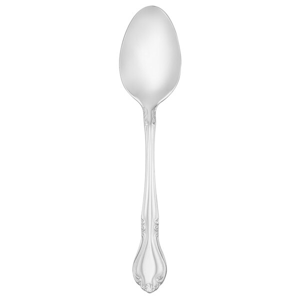 A silver Walco Illustra dessert spoon.