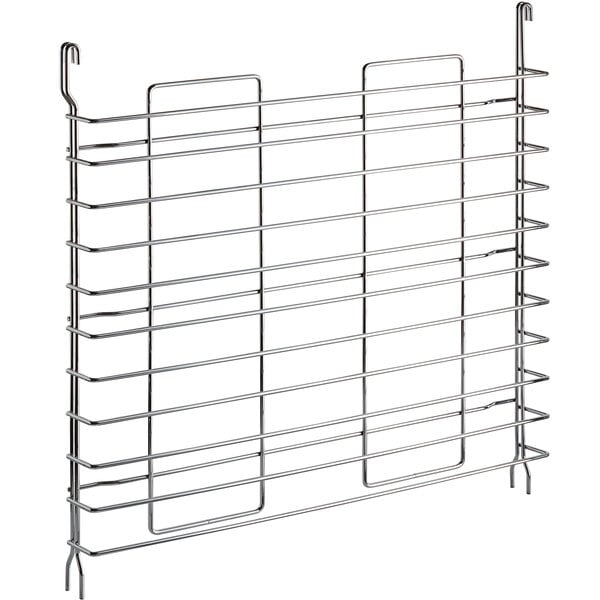 A Regency metal sheet pan organizer with several shelves.