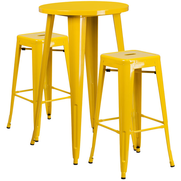 Flash Furniture CH51080BH230SQSTYLGG 24" Round Yellow Metal Indoor