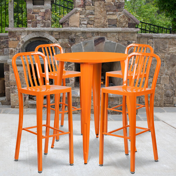 Flash Furniture 30" Round Orange Metal Indoor