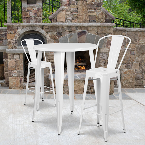 Flash Furniture CH-51090BH-2-30CAFE-WH-GG 30" Round White Metal Indoor ...