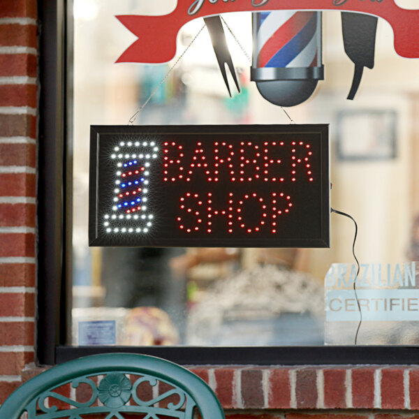 A white rectangular LED barber shop sign with "Choice" in white lettering and a red border.