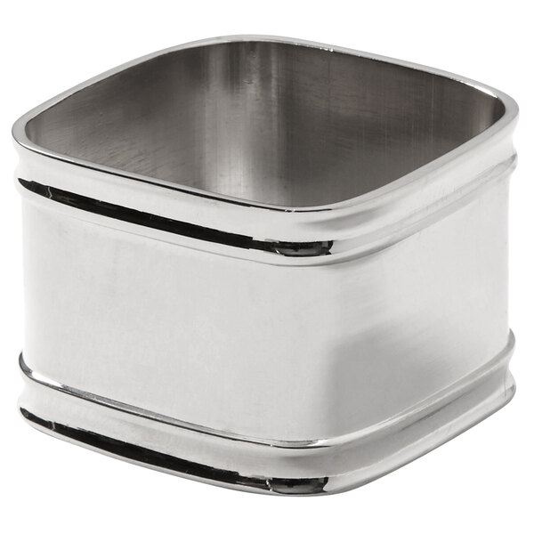 American Metalcraft NRS12 1 5/8" Square Stainless Steel Napkin Ring - 12/Set
