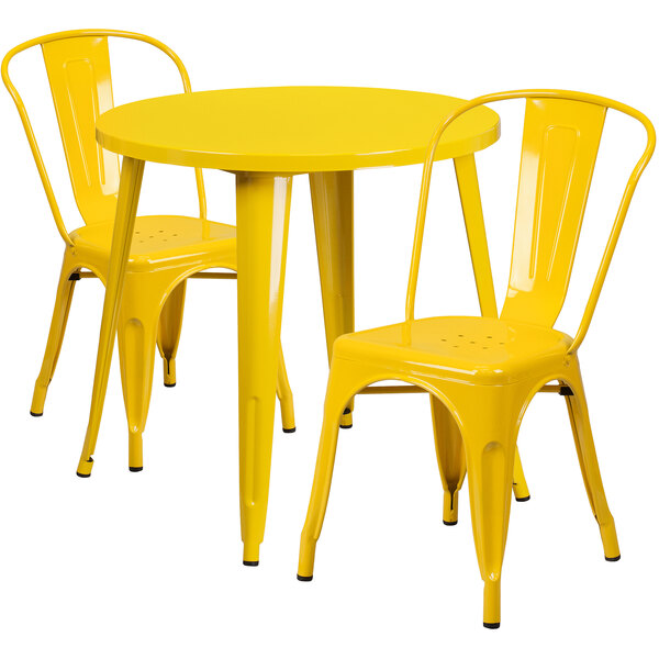 Flash Furniture CH51090TH218CAFEYLGG 30" Round Yellow Metal Indoor