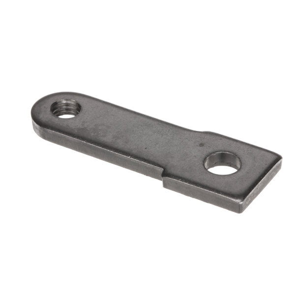 A metal bracket with two holes on it, the Hobart 00-874829 Tab, Cover Mtg.