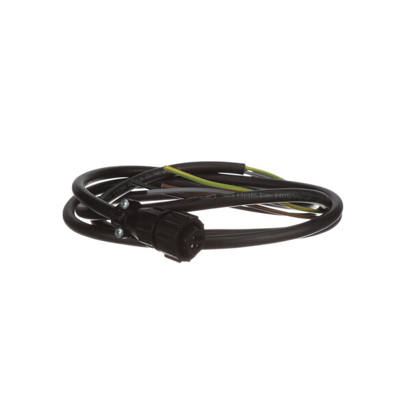 A black cable with a yellow connector.