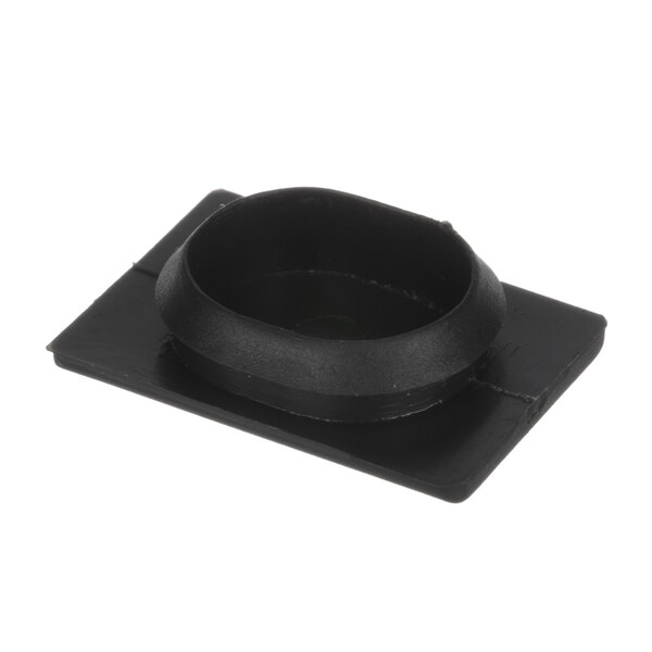 A black plastic top mounting plate cover with a round black ring on it.